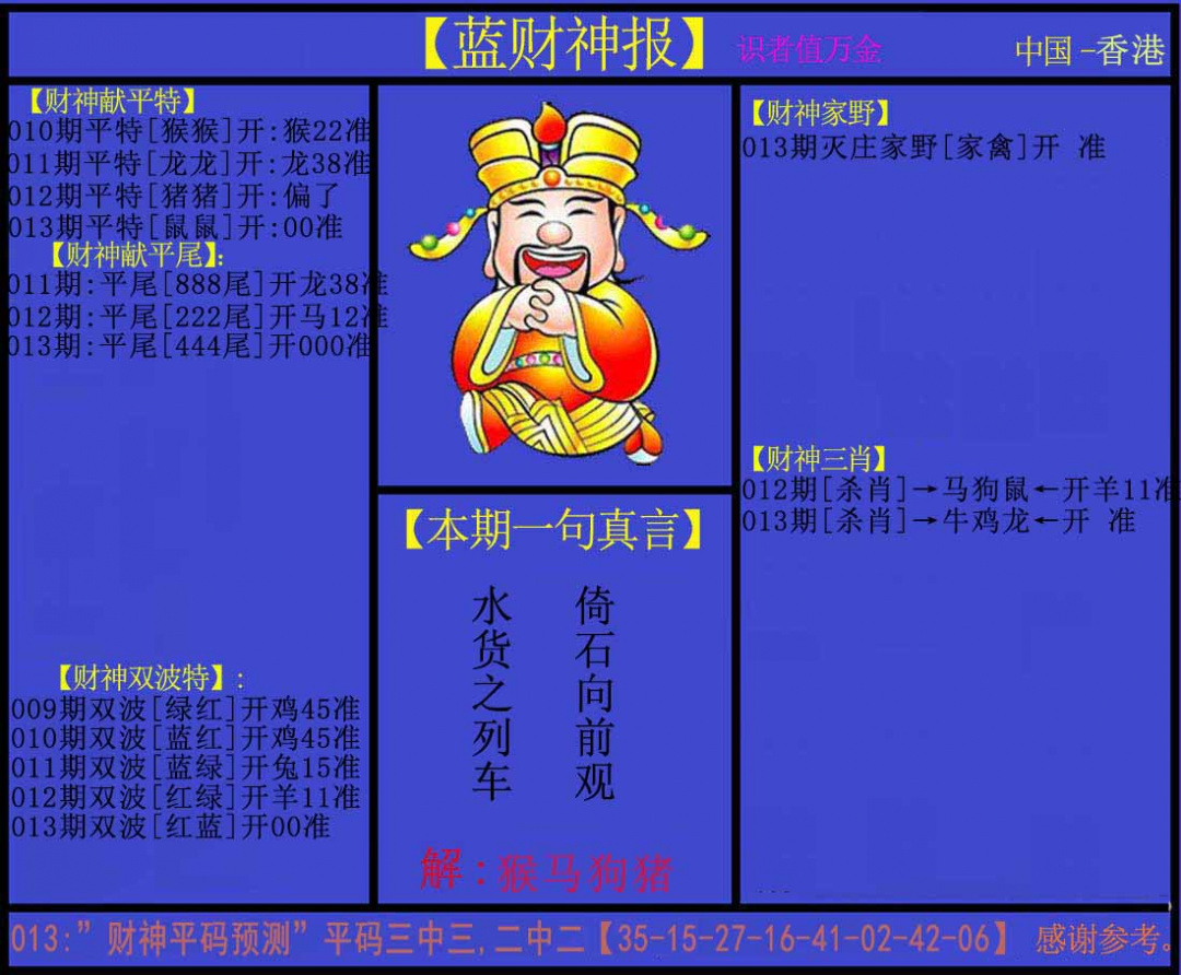 013期蓝财神[图]
